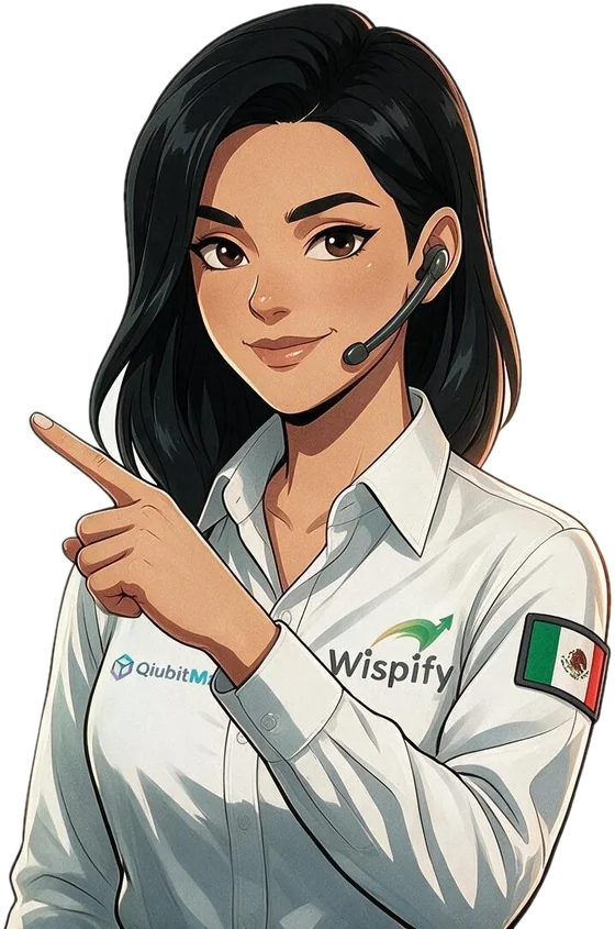 Fy, asistente de Wispify y QiubitMx, señalando cómo agendar la llamada