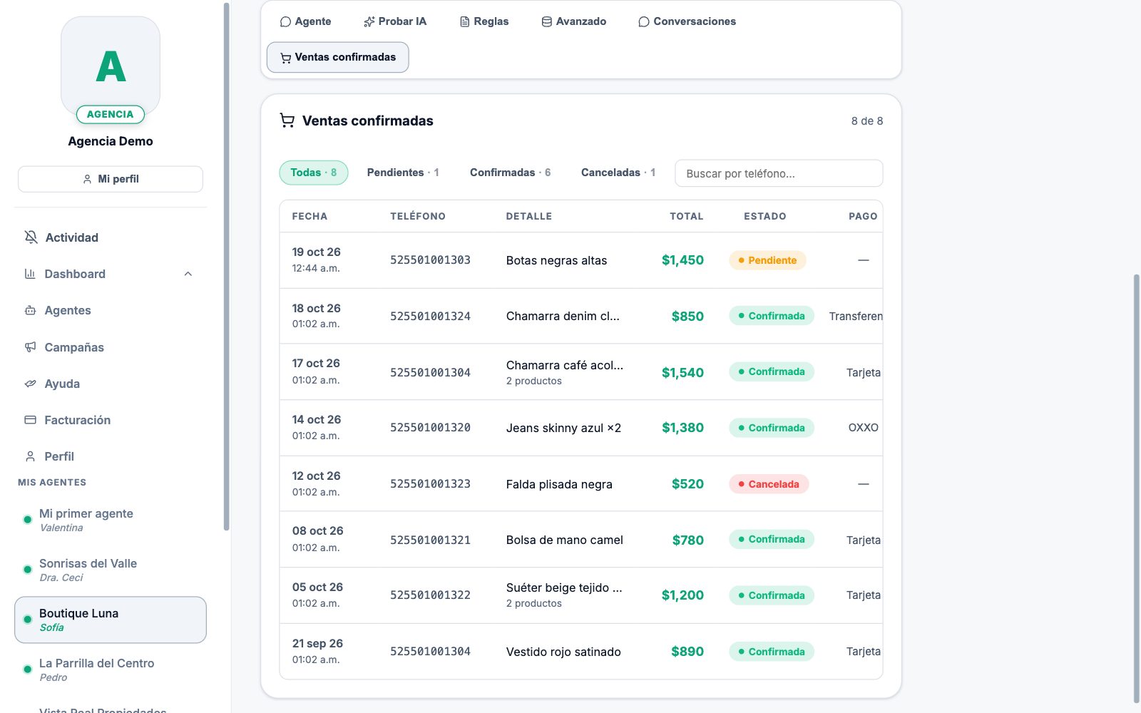 Ventas con estado de pago